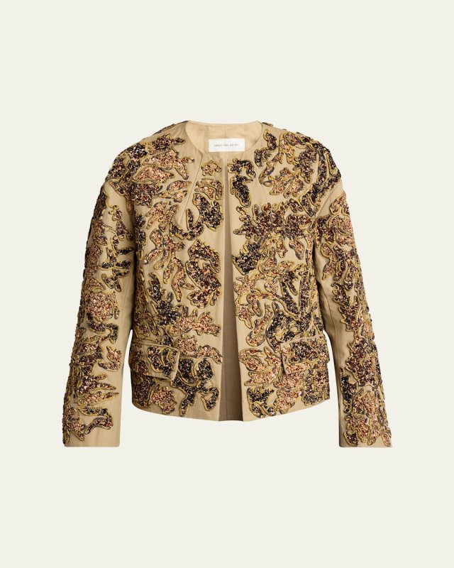 Vonda Sequined Open Front Jacket